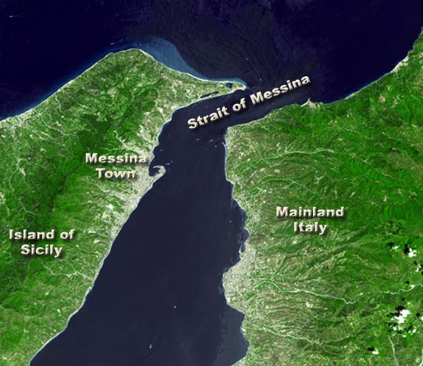 Satellite Map of Messina Strait